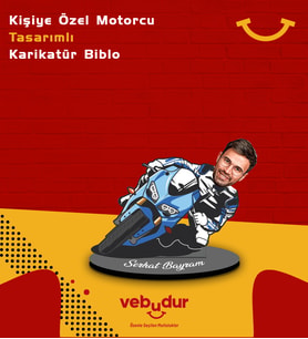 Kişiye Özel Motorcu Tasarımlı Karikatür Biblo Erkek Model-3