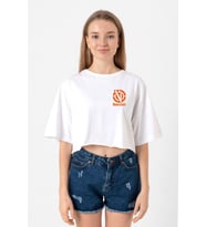 Rick And Morty Vindicators Beyaz Kadın Crop Tshirt
