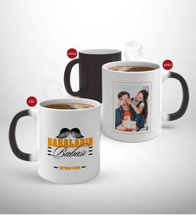 BK Gift Kişiye Özel Babalar Günü Hediyesi Fotoğraflı Sihirli Kupa Bardak-24 (Beyaz)