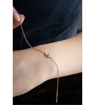 925 Ayar Gümüş Minimal Gold Kaplama Nazar Göz Bileklik