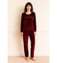 Kadın 13166-2784 Uzun Kol Kadife Pijama Takımı