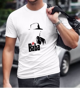 BK Home Godfather Baba Tasarımlı Beyaz T-Shirt-16