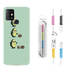 INFINIX Hot 8 9 10 11S Hot 10 Play 10T Kılıf Kablo Koruma Spiral Silikon Avokadolar1352