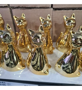 DEKORATİF GOLD OTURAN KEDİ BİBLO