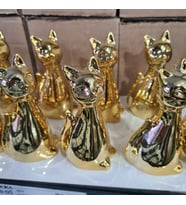 DEKORATİF GOLD OTURAN KEDİ BİBLO