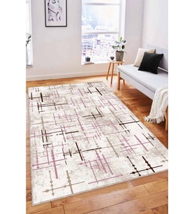 Pembe Vintage Kaymaz Tabanlı Makinede Yıkanabilir Halı MN04 - 100 x 160 cm