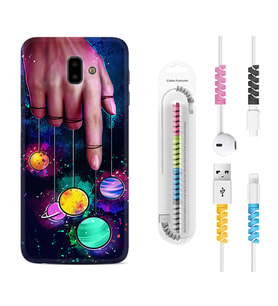 Samsung J6 Plus J7 Prime J7 Pro M20 Kılıf Kablo Koruma Spiral Silikon Finger planet 1740