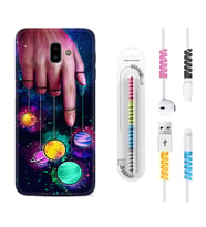 Samsung J6 Plus J7 Prime J7 Pro M20 Kılıf Kablo Koruma Spiral Silikon Finger planet 1740