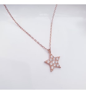 MAGRİB 925 ayar gümüş yıldızlı kolye (Rose)