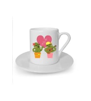 Müzisyen Kaktüsler Baskılı Beyaz Türk Kahvesi Fincanı
