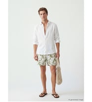 LCW SWIMWEAR Yeşil Kısa Boy Yaprak Desenli Erkek Deniz Şortu