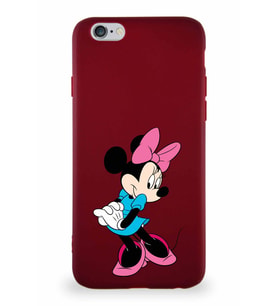 Apple iPhone 6 Soft Premier Kapak Minnie Mouse-F Tasarımlı Silikon Kılıf - Mürdüm (Şeffaf)