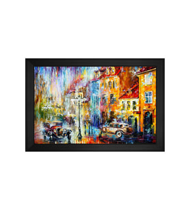 Manzara Temalı Kanvas Tablo 80 x 110 cm Siyah Çerçeve