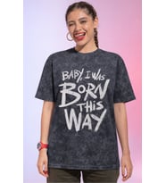 Baby I Was Born This Way Lady Gaga Şarkıcı Baskılı Unisex Oversize Vintage Yıkamalı Tişört
