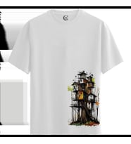 Treehouse Haven - %100 Pamuklu Erkek Beyaz Tişört - Premium Quality (Siyah - Beyaz)