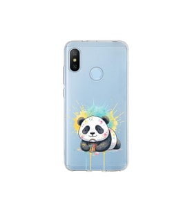 Xiaomi Mi A2 Lite ile Uyumlu Splash Panda Tasarımlı Şeffaf Silikon Kılıf