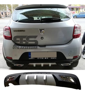 Dacia Sandero Difüzör Arka Tampon Eki 2 Egzoz Çıkışlı Gri