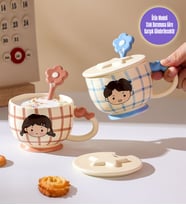 Pastel Kareler Temalı Seramik Kupa
