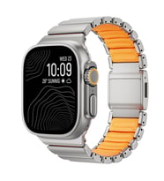 Apple Watch Ultra 49mm Uyumlu Zore KRD-152 Titanyum Silikon Kordon (Gri - Turuncu)