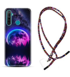 Realme 5i 5 Pro 6i 7 Pro 8 Kılıf Boyun Asklı Rasta Silikon Star Planet 1652