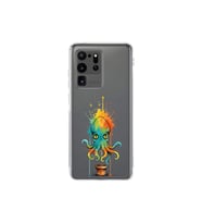 Samsung Galaxy S20 Ultra ile uyumlu Splash ahtapot tasarımlı şeffaf silikon kılıf