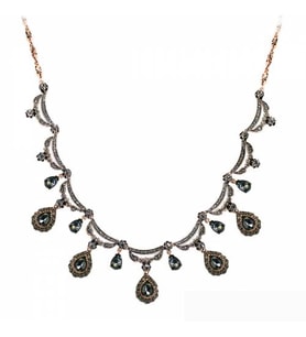 Aşina Gümüş - Gelin Kaftan Kına Elmas Montür Black Diamond Damla Gerdanlık Sevgiliye Hediye