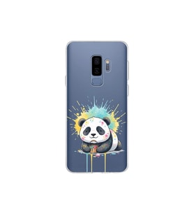 Samsung Galaxy S9 Plus ile Uyumlu Splash Panda Tasarımlı Şeffaf Silikon Kılıf