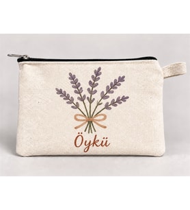 Kişiye Özel Lavanta Buketi Baskılı Fermuarlı Kalemlik 20x10 cm Kalem Kutusu