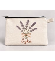 Kişiye Özel Lavanta Buketi Baskılı Fermuarlı Kalemlik 20x10 cm Kalem Kutusu