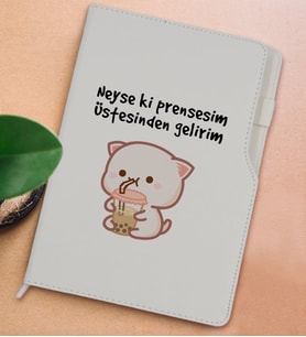 BK Gift Neyse ki Prensesim Tasarımlı Beyaz Termo Deri Not Defteri 15x21cm-1