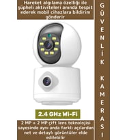 İç Mekan Ev Gece Görüş İki Yön Ses Hareket Algı Uyarı Bildirim Wi-Fi Çift Lensli Güvenlik Kamerası