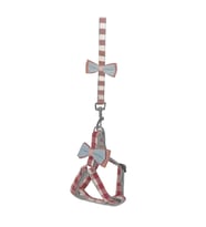 Köpek Göğüs Tasma Seti Ekose Desenli Papyonlu 1.5 cm*35-48 cm Kırmızı