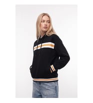Kadın Kapüşonlu Çizgi Detaylı Siyah Sweatshirt