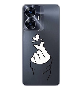 Realme C55 Uyumlu Kalp Desenli Şeffaf Telefon Kılıfı