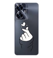 Realme C55 Uyumlu Kalp Desenli Şeffaf Telefon Kılıfı