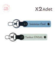Aileye Anlamlı Hatıra – Kişiye Özel İsimli Anahtarlık Takımı, Gök Mavi-Beyaz
