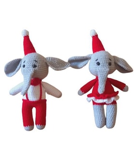 Mutlu Yılbaşı Filleri Amigurumi Organik Oyuncak