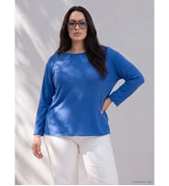 LCW Curve Mavi Büyük Beden Kayık Yaka Bluz