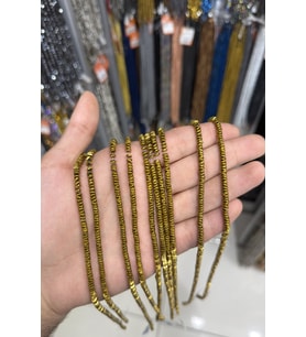 Hematit Taşı Dalgalı Kesim Parlak Gold 4x1mm Doğal Taş Dizi