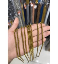 Hematit Taşı Dalgalı Kesim Parlak Gold 4x1mm Doğal Taş Dizi