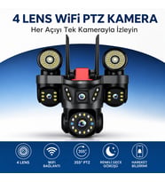 O-KAM Pro Ultra HD 4 Lensli 355° Döner WiFi Dış Mekân Güvenlik Kamerası