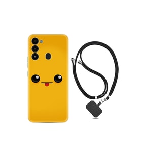 Spark 8c Uyumlu Kılıf Ipli Boyun Askılı Desenli Silikon Yellow Sweet 1817