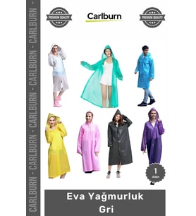 Su Geçirmez Kapüşonlu Unisex Dayanıklı Pratik Hafif Şeffaf Çıtçıtlı Koruyucu Eva Yağmurluk Gri