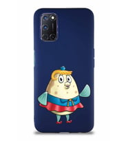 Oppo A92 Soft Premier Kapak Bayan Puff Tasarımlı Silikon Kılıf - Lacivert (Şeffaf)