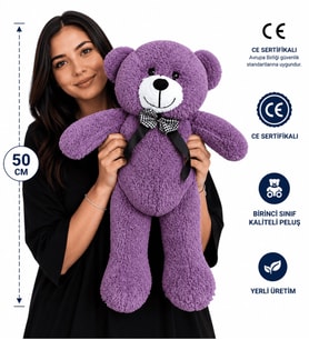 El Yapımı Bordo Vosvos Taksi Masa Lambası ve 50 cm Büyük Boy Mor Peluş Ayıcık Hediye Seti – Sevgiliye Anneye Arkadaşa Doğum Günü Hediyesi