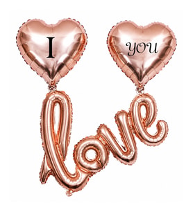 I Love You Kalp El Yazısı Rose Gold Folyo Balon