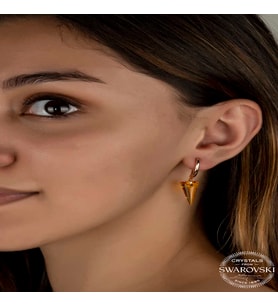 Swarovski Crystal Taşlı Gümüş Sarı Taşlı Üçgen Sallantılı Kadın Küpe