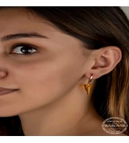Swarovski Crystal Taşlı Gümüş Sarı Taşlı Üçgen Sallantılı Kadın Küpe