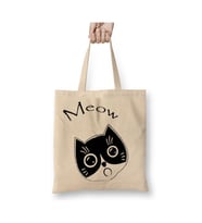 Cat Meow Kedi Beyaz Bez Çanta Uzun Saplı Alışveriş Çantası Plaj Çantası