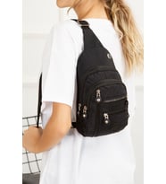 NEWİSH POLO KADIN KRİNKIL KUMAŞ ÇAPRAZ TEK KOL GÖĞÜS VE OMUZ SIRT ÇANTASI-CROSSBODY BAG (Siyah)